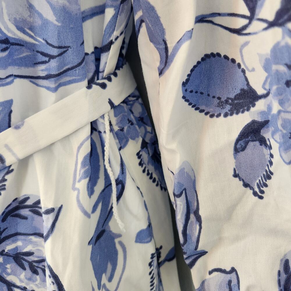 Cynthia Steffe Shirt Dress Women's L White Blue Floral Flared Coastal Nautical - Picture 4 of 16